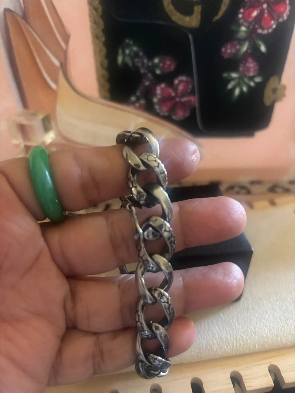 Polished Silver-Tone Chunky Chain Bracelet 8.5”